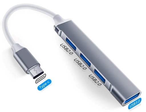 NÁBOJOVÝ ADAPTÉR PORTOVÝ ROZDELIČ USB A na C 3.0 4v1