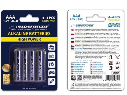 ALKALICKÉ BATÉRIE LR03 AAA 1,5V 8 ks BLISTER