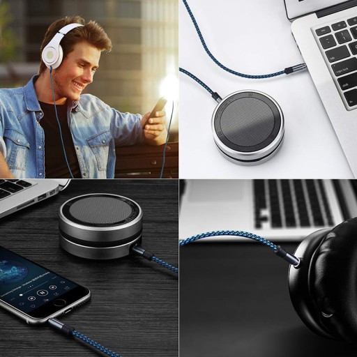 KÁBEL AUDIO MINI KONEKTOR 3,5 MM AUX KÁBEL DLHÝ PEVNÝ VYZTUŽENÝ NYLON 1,5 m