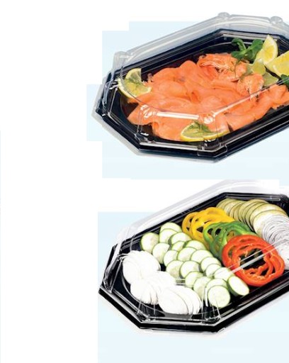 ČIERNY PLASTOVÝ PODANÍK S POKROKOM 22x31x6cm ČERVENÝ PLAST