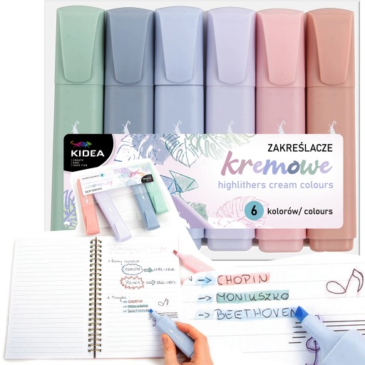 6x farba KRÉMOVÉ ZNAČOVAČE, ZNAČOVAČE, Zvýrazňovače KIDEA