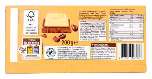 G&G Káva a smotanová čokoláda 200 g DE