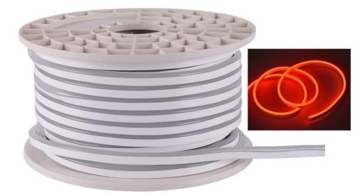NEON flex LED pás IP68 230V 8x16 8W červený 1m