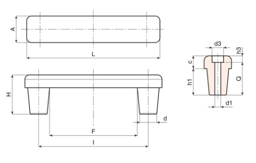 PRIEMYSELNÁ DUROPLASTOVÁ RÚČKA, PRIESTOROVÁ, 100mm
