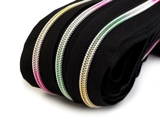 Páska na zips 6 mm, dúhová farba, zips, 1 meter