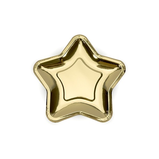Papierové taniere STAR, zlaté, chrómové, 6. narodeniny