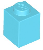 LEGO 3005 BRICK 1x1 azúrová pr. (9g) 16 ks.