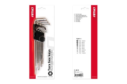 TORX KĽÚČE DLHÉ 230MM - TYP L SADA 9 KS.