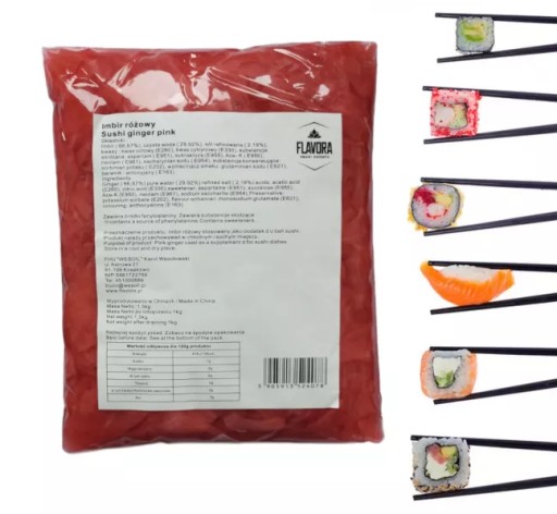 RUŽOVÝ marinovaný zázvor na sushi 1kg/1,5kg Flavora