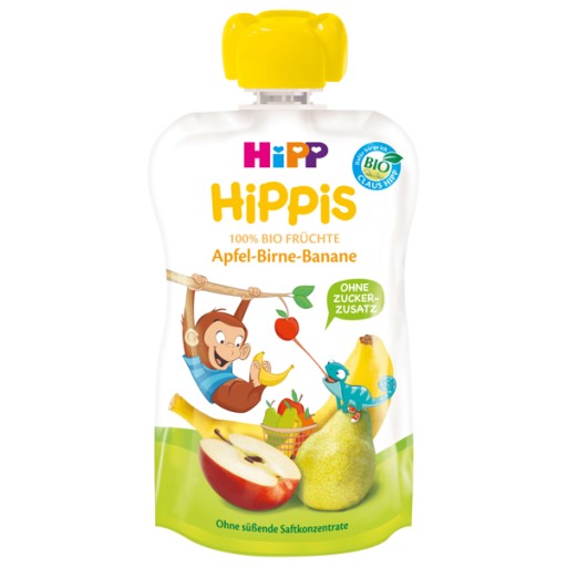 HiPP HiPPiS BIO Mousse z jabĺk, hrušiek a banánov