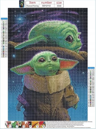 DIAMANTOVÁ VÝŠIVKA Diamantová maliarska mozaika 5D detská sada YODA