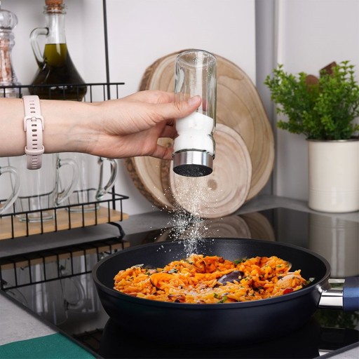 Súprava SOĽNIČKA A PAPRIKA, veľká soľnička, sklenená korenička, XL sada dochucovadiel