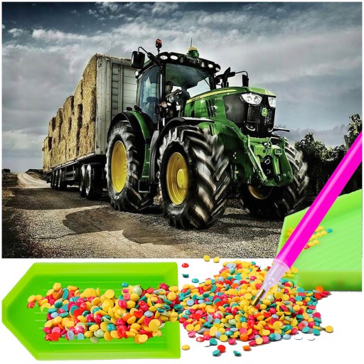 DIAMANTOVÁ MAĽBA Diamantová výšivka Mozaika 5D Obraz TRAKTOR TRAKTOR 40x30cm