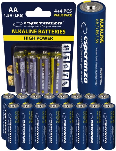 ESPERANZA POWERFUL AA alkalické batérie Dlhá životnosť bez ortuti a kadmia x16