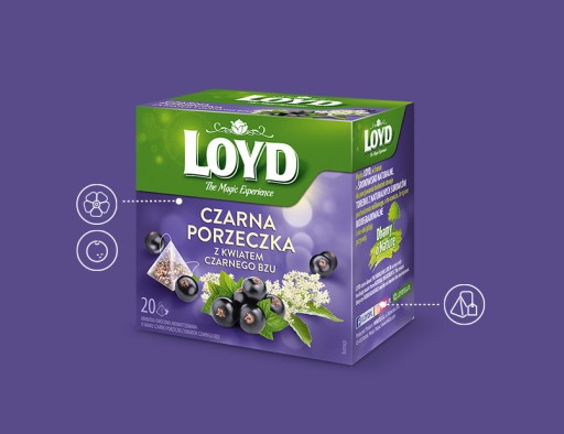 Ovocný čaj Čierna ríbezľa Baza Sladké drievko Kvet ibišteka 20 T. LOYD