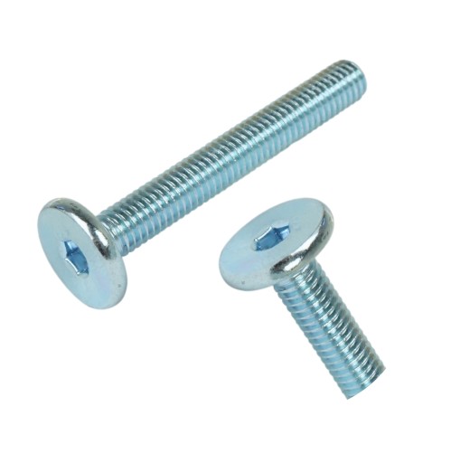 10x metrická skrutka M6 x 45 mm biela pozinkovaná s hlavou valca, nábytková skrutka