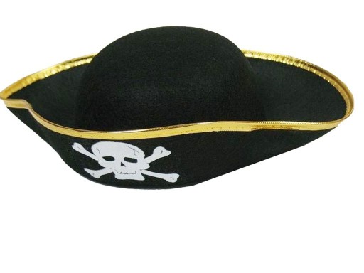PIRÁTSKÝ KLOBÚK MORSKÝ VLK, ZLATÝ, 52 cm