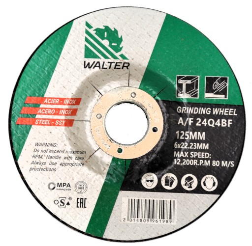 INOX kovový brúsny kotúč 125x6mm WALTER 5 ks