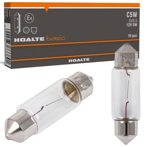 C5W HOALTE 36MM CLEAR SV8,5 5W 12V ŽIAROVKY NA VNÚTORNÉ DOSKY 10KS