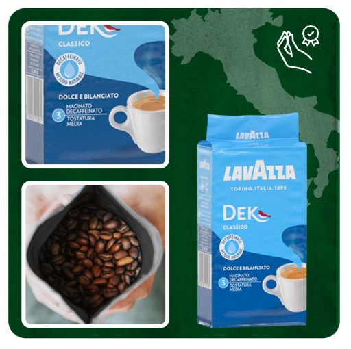 Lavazza Dek Classico TALIANSKÁ bezkofeínová mletá káva 250g