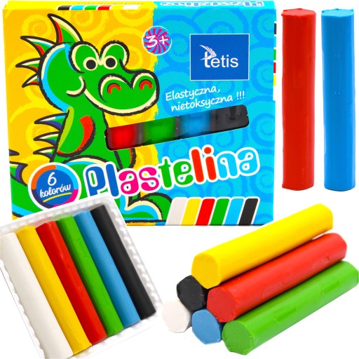 Elastická školská plastelína Tetis, 6 farieb