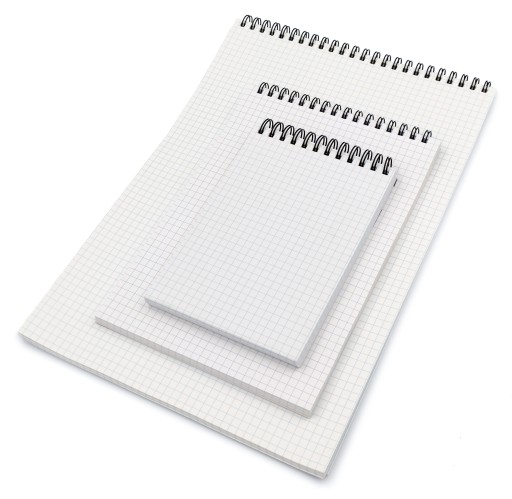 3x zošit, zošit A4, A5, A6, modrá mriežka
