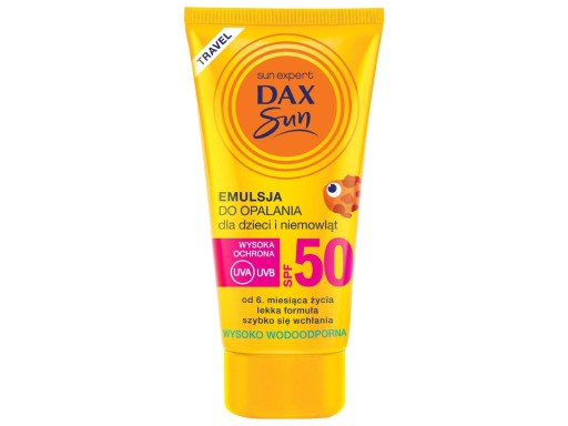 Dax Sun Sunscreen emulzia pre deti a dojčatá SPF 50 cestovná-50ml