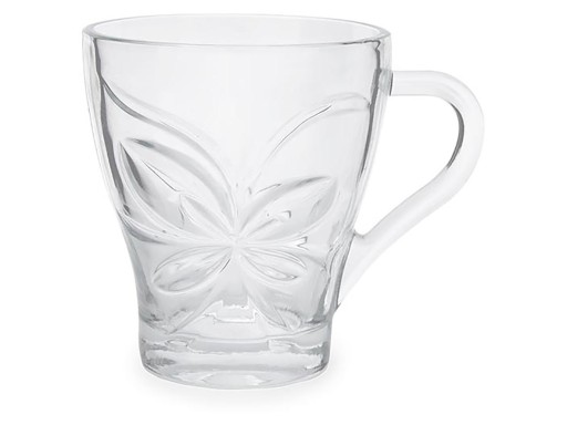 Sklenený hrnček s kornútkom na kávu a čaj, 280ml KVET