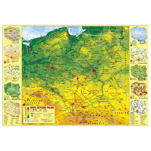 Obojstranná školská podložka s fyzickou mapou