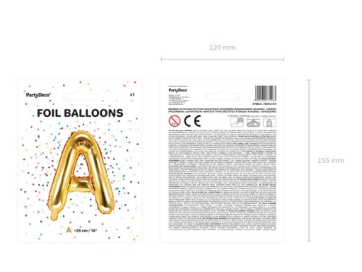 Fóliový balón písmeno A zlatý, 35 cm