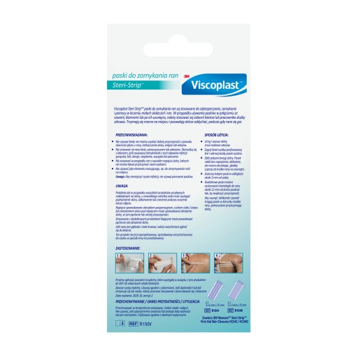 Viscoplast Steri-Strip prúžky na zakrytie rany, biele, 2 veľkosti, 16 kusov