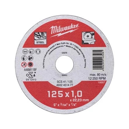 SÉRIA DODÁVATEĽA KOVOVÝCH REZNÝCH KOTÚČOV Milwaukee 125 mm x1 - 1 ks