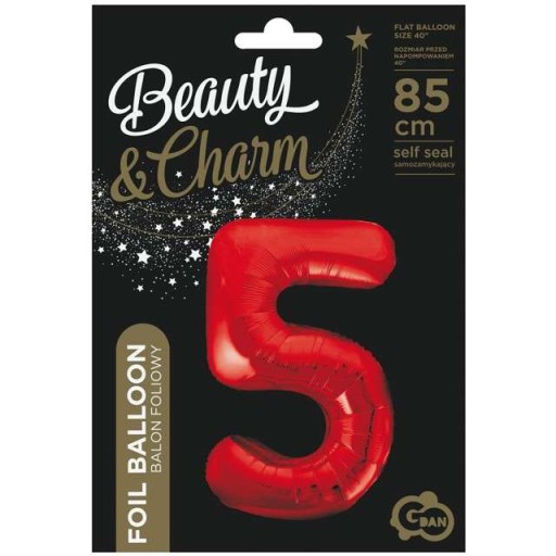 Fóliový BALÓN ČÍSLO číslo 5 NARODENINY červené 50