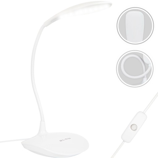 LED STOLNÁ LAMPA NOČNÁ FLEXIBILNÁ SILNÝ HUSÍ KRK USB BIELY