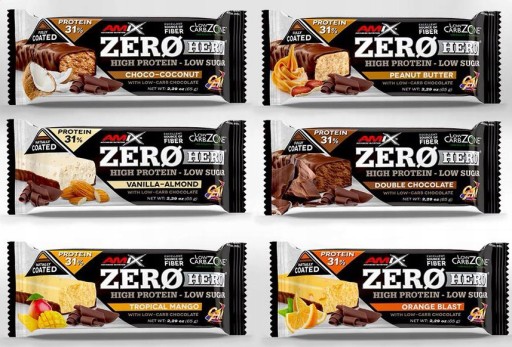 AMIX ZERO HERO Protein BAR Vanilková, mandľová, oriešková s čokoládou