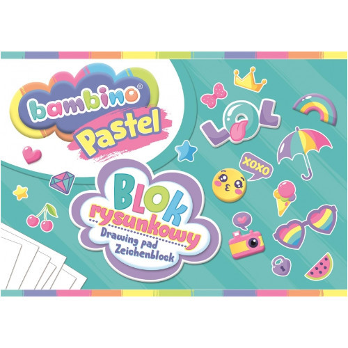 A4 20k kresliaci blok, biely pastel Bambino