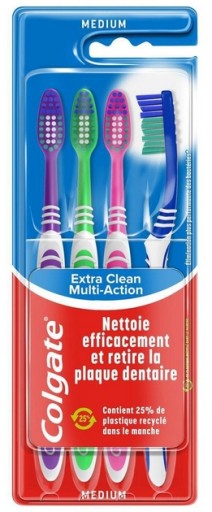 KEFY Colgate 4 ks. pre EXTRA CLEAN Multi Action STREDNÉ zuby