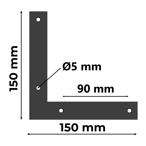 ROH OKNA PLOCHÁ UHLOVÁ TYČ ŠTVRTÁ KĹBA ČIERNA 150X150 mm
