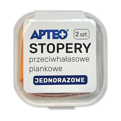 Protihlukové štuple do uší APTEO, penové a jednorazové, 2 ks (pár)