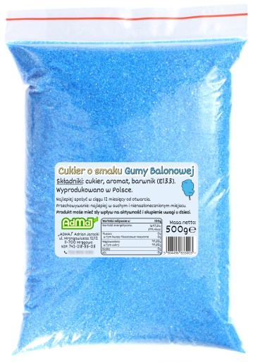 Modrý žuvačkový cukor 500 g 0,5 kg Farebné pre Doypack cukrovej vaty