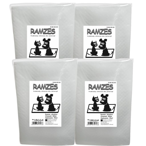 RAMZES Absorpčné hygienické podložky 60x60cm 25ks podložky pre šteniatka 500ml