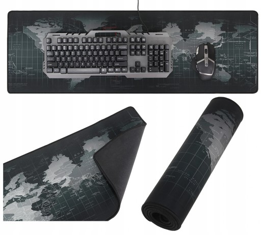 Podložka pod myš, klávesnica, mapa na stole