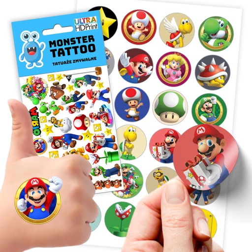 MEGA SADA NÁLEPOK + TETOVANIE SUPER MARIO BROS