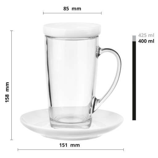 Glasmark Perfektný ako darček Hrnček Alex 400ml s podšálkou a vrchnákom