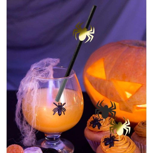 papier SLAMKY čierne PAVÚKY zlaté HALLOWEEN X6
