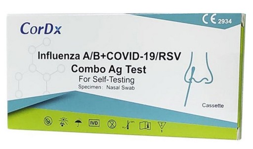Kombinovaný test 4v1 COVID-19, AB Flu, RSV, CORDX -1 ks