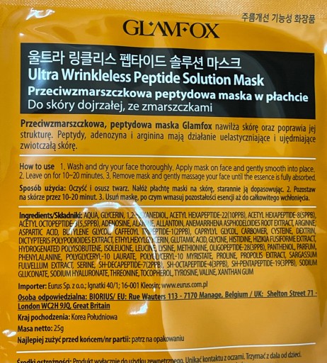 Glamfox Peptide maska pre zrelú pleť