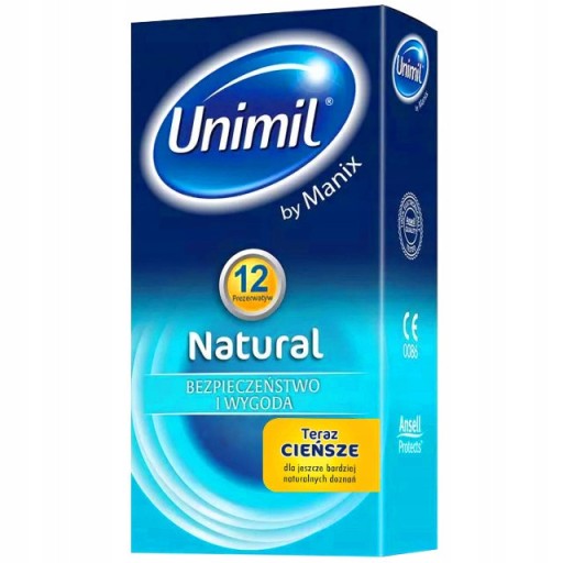 UNIMIL NATURAL+ vlhčené a klasické tenké kondómy, 12 ks.