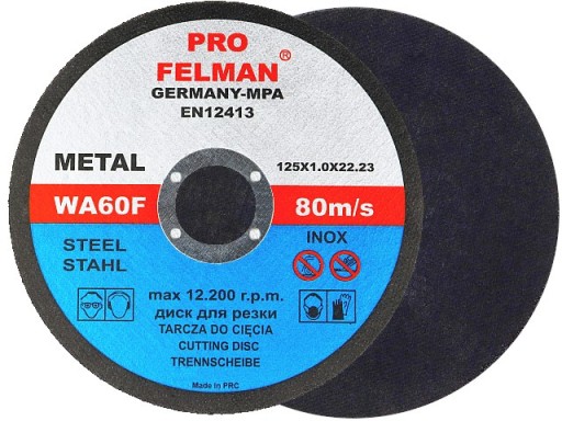 Kotúčové rezacie kotúče 125x1,0 kovová oceľ FELMAN PRO! 125 x 1,0 10ks.