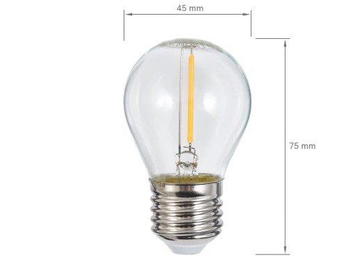 E27 1,3W vláknová LED žiarovka - Teplá biela